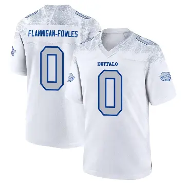 ＃0 Men's Demetrius Flannigan-Fowles White Game Buffalo Bills 2025 Rivalries Collection Jersey