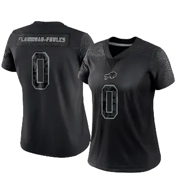 ＃0 Women's Demetrius Flannigan-Fowles Black Limited Buffalo Bills Reflective Jersey