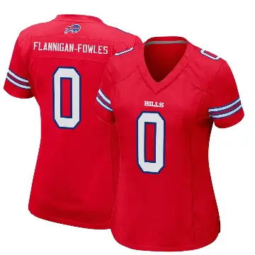 ＃0 Women's Demetrius Flannigan-Fowles Red Game Buffalo Bills Alternate Jersey