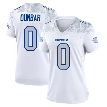 ＃0 Women's Jordan Dunbar White Game Buffalo Bills 2025 Rivalries Collection Jersey