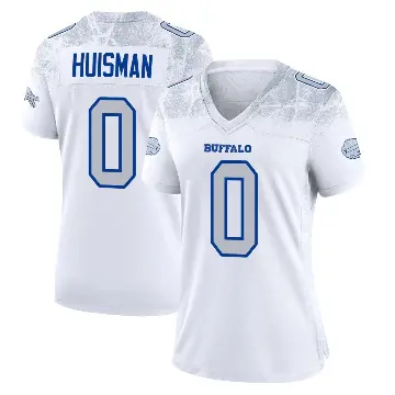 ＃0 Women's Kody Huisman White Game Buffalo Bills 2025 Rivalries Collection Jersey
