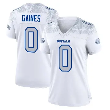 ＃0 Women's Theron Gaines White Game Buffalo Bills 2025 Rivalries Collection Jersey