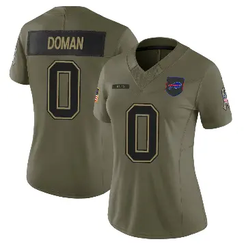 ＃0 Women's Tommy Doman Olive Limited Buffalo Bills 2025 Salute to Service Jersey