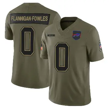 ＃0 Youth Demetrius Flannigan-Fowles Olive Limited Buffalo Bills 2025 Salute to Service Jersey