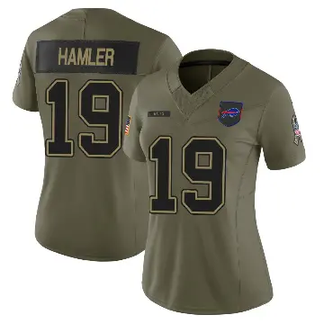 ＃19 Women's KJ Hamler Olive Limited Buffalo Bills 2025 Salute to Service Jersey