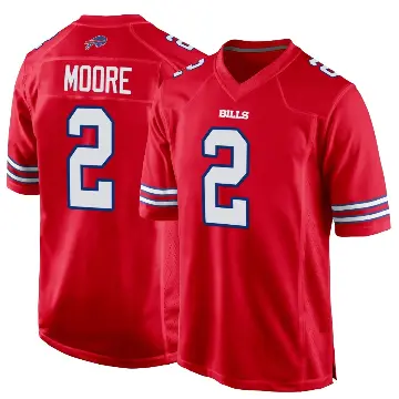 ＃2 Men's DJ Moore Red Game Buffalo Bills Alternate Jersey