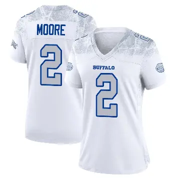 ＃2 Women's DJ Moore White Game Buffalo Bills 2025 Rivalries Collection Jersey