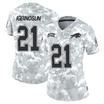 ＃21 Women's Davison Igbinosun Arctic Camo Limited Buffalo Bills 2024 Salute to Service Jersey