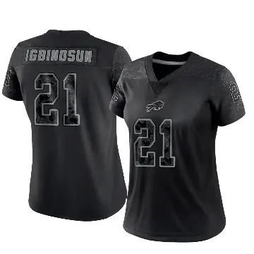＃21 Women's Davison Igbinosun Black Limited Buffalo Bills Reflective Jersey