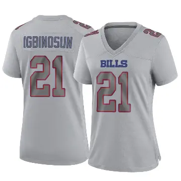 ＃21 Women's Davison Igbinosun Gray Game Buffalo Bills Atmosphere Fashion Jersey