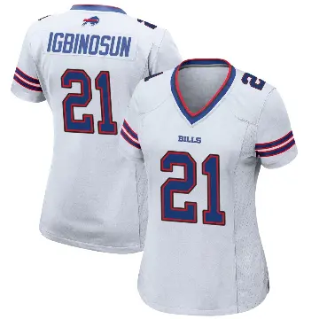 ＃21 Women's Davison Igbinosun White Game Buffalo Bills Jersey