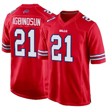 ＃21 Youth Davison Igbinosun Red Game Buffalo Bills Alternate Jersey