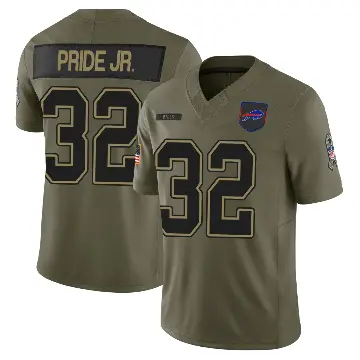 ＃32 Men's Toriano Pride Jr. Olive Limited Buffalo Bills 2025 Salute to Service Jersey
