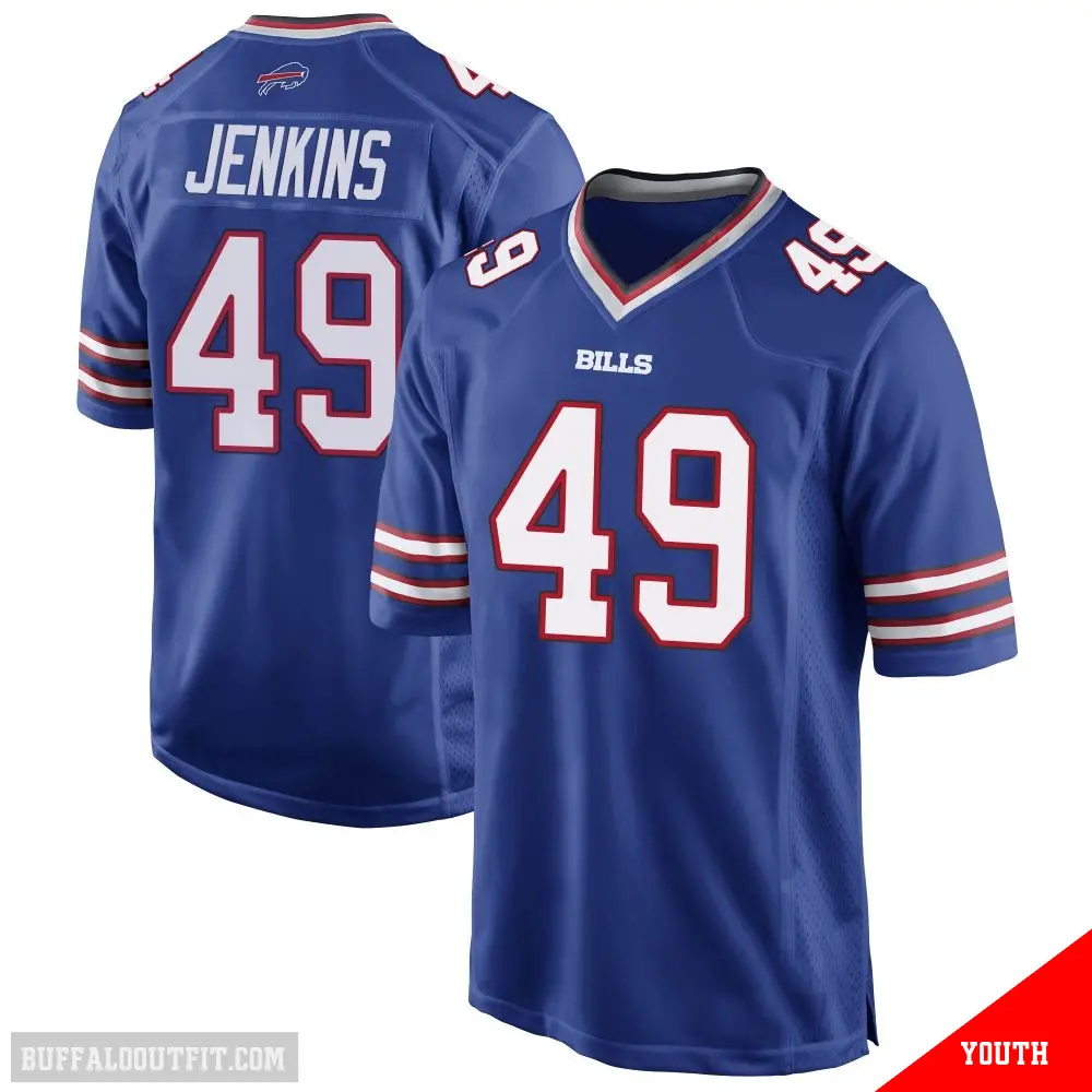 ＃49 Youth Keonta Jenkins Royal Blue Game Buffalo Bills Team Color Jersey