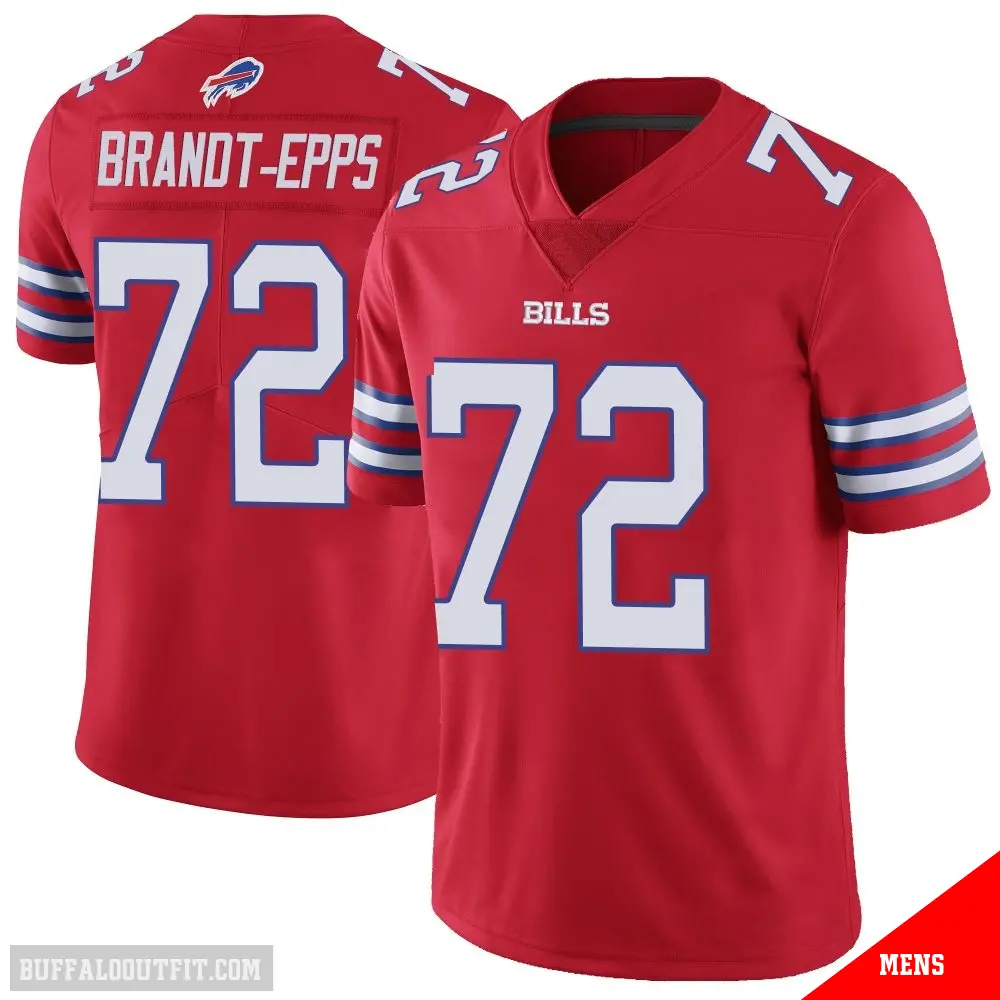 ＃72 Men's Devin Brandt-Epps Red Limited Buffalo Bills Color Rush Vapor Untouchable Jersey