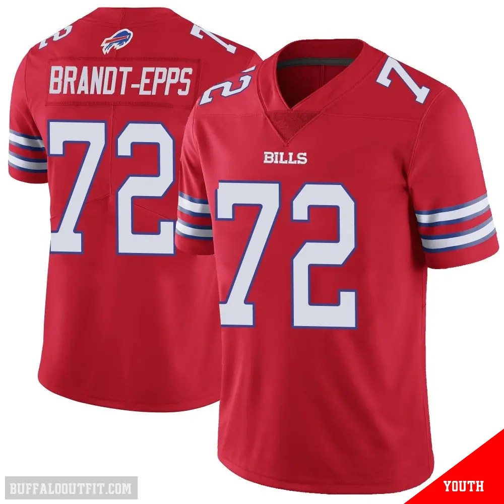 ＃72 Youth Devin Brandt-Epps Red Limited Buffalo Bills Color Rush Vapor Untouchable Jersey