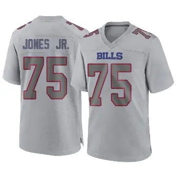 ＃75 Men's Andre Jones Jr. Gray Game Buffalo Bills Atmosphere Fashion Jersey