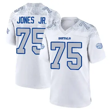 ＃75 Men's Andre Jones Jr. White Game Buffalo Bills 2025 Rivalries Collection Jersey