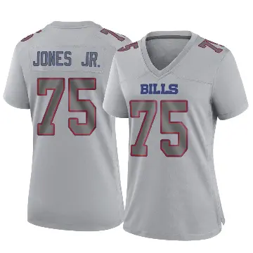 ＃75 Women's Andre Jones Jr. Gray Game Buffalo Bills Atmosphere Fashion Jersey