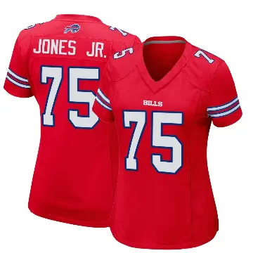 ＃75 Women's Andre Jones Jr. Red Game Buffalo Bills Alternate Jersey