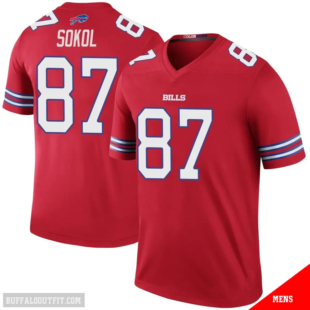 ＃87 Men's Matt Sokol Red Legend Buffalo Bills Color Rush Jersey