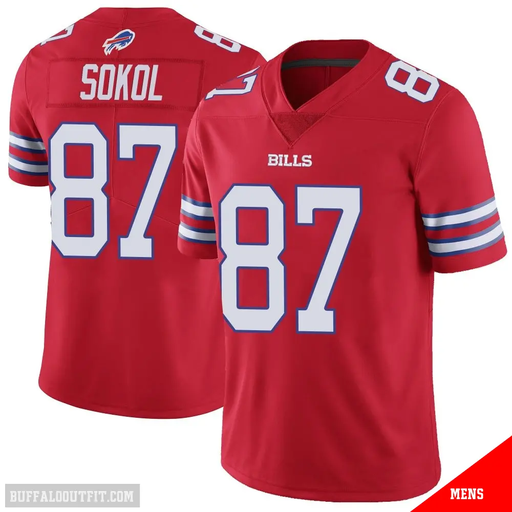 ＃87 Men's Matt Sokol Red Limited Buffalo Bills Color Rush Vapor Untouchable Jersey