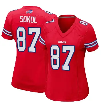 ＃87 Women's Matt Sokol Red Game Buffalo Bills Alternate Jersey