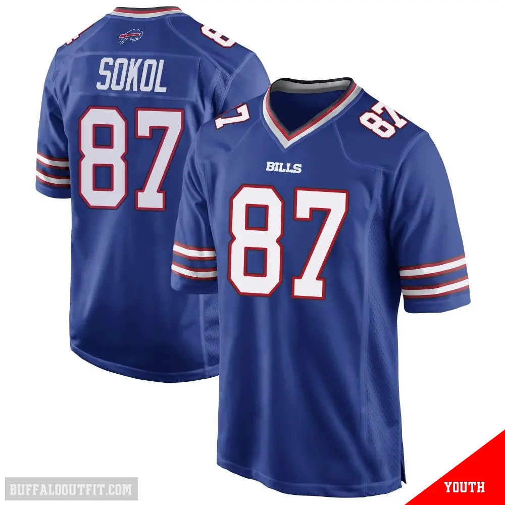 ＃87 Youth Matt Sokol Royal Blue Game Buffalo Bills Team Color Jersey