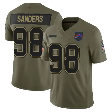 ＃98 Men's T.J. Sanders Olive Limited Buffalo Bills 2025 Salute to Service Jersey