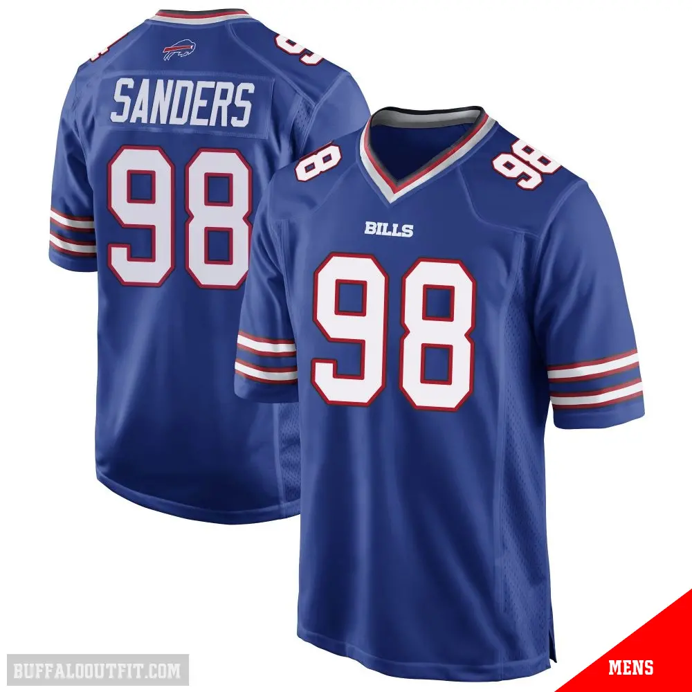 ＃98 Men's T.J. Sanders Royal Blue Game Buffalo Bills Team Color Jersey