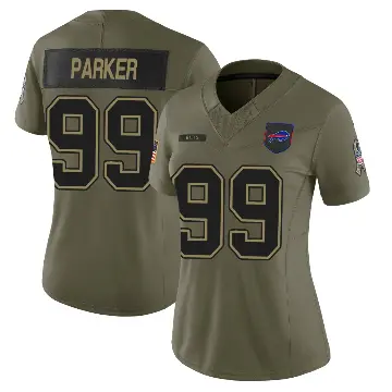＃99 Women's T.J. Parker Olive Limited Buffalo Bills 2025 Salute to Service Jersey