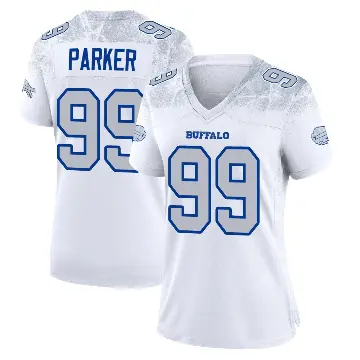 ＃99 Women's T.J. Parker White Game Buffalo Bills 2025 Rivalries Collection Jersey