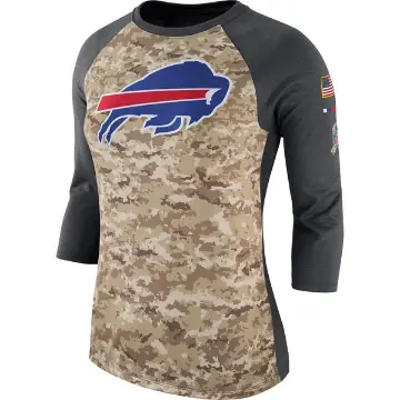 Women's Camo/Charcoal Legend Buffalo Bills Salute to Service 2017 Three-Quarter Raglan Sleeve T-Shirt
