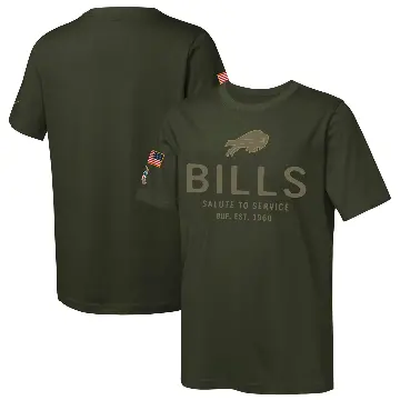 Youth Olive Buffalo Bills 2025 Salute to Service Sideline T-Shirt